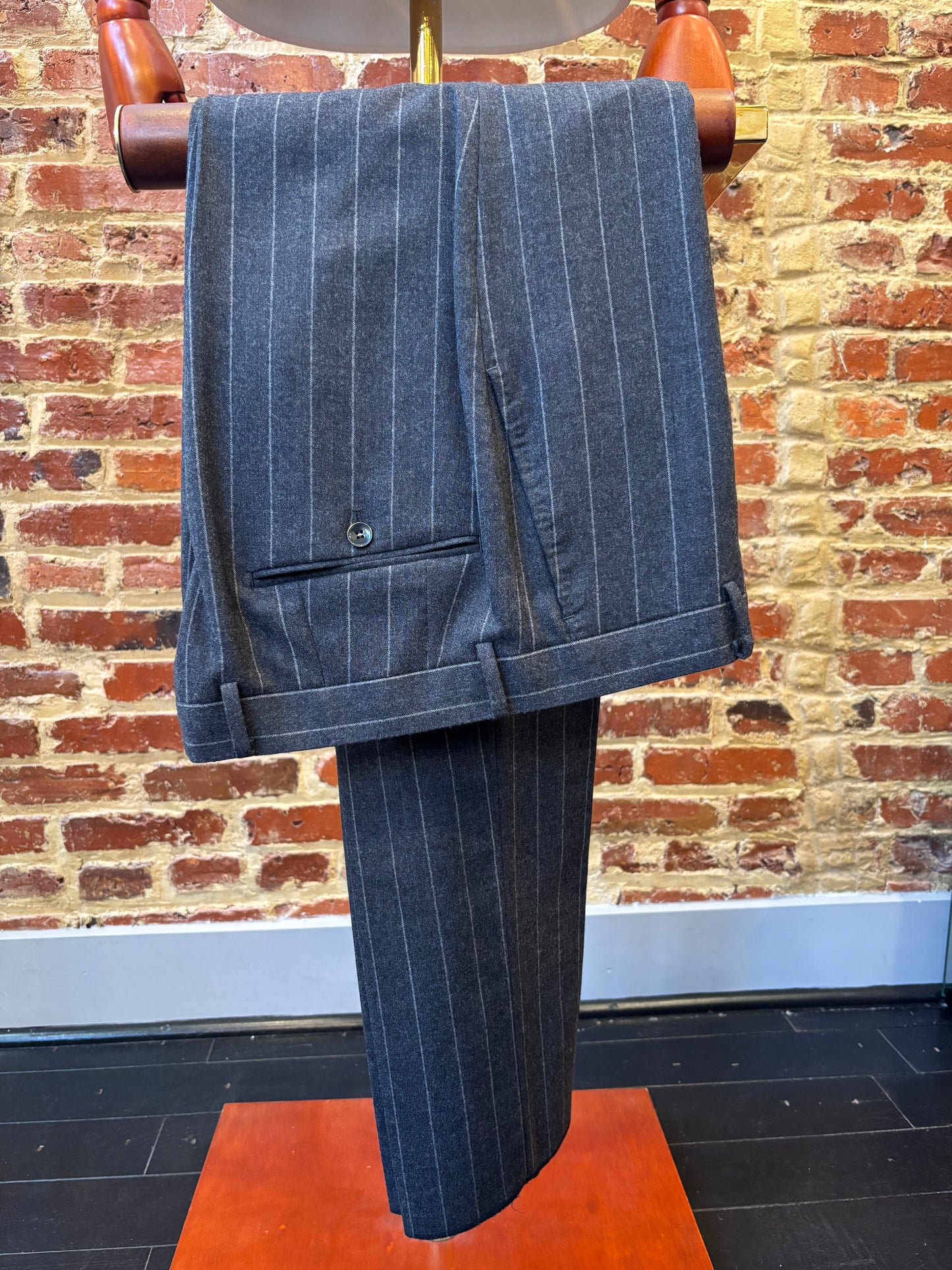 Dark grey striped suit
