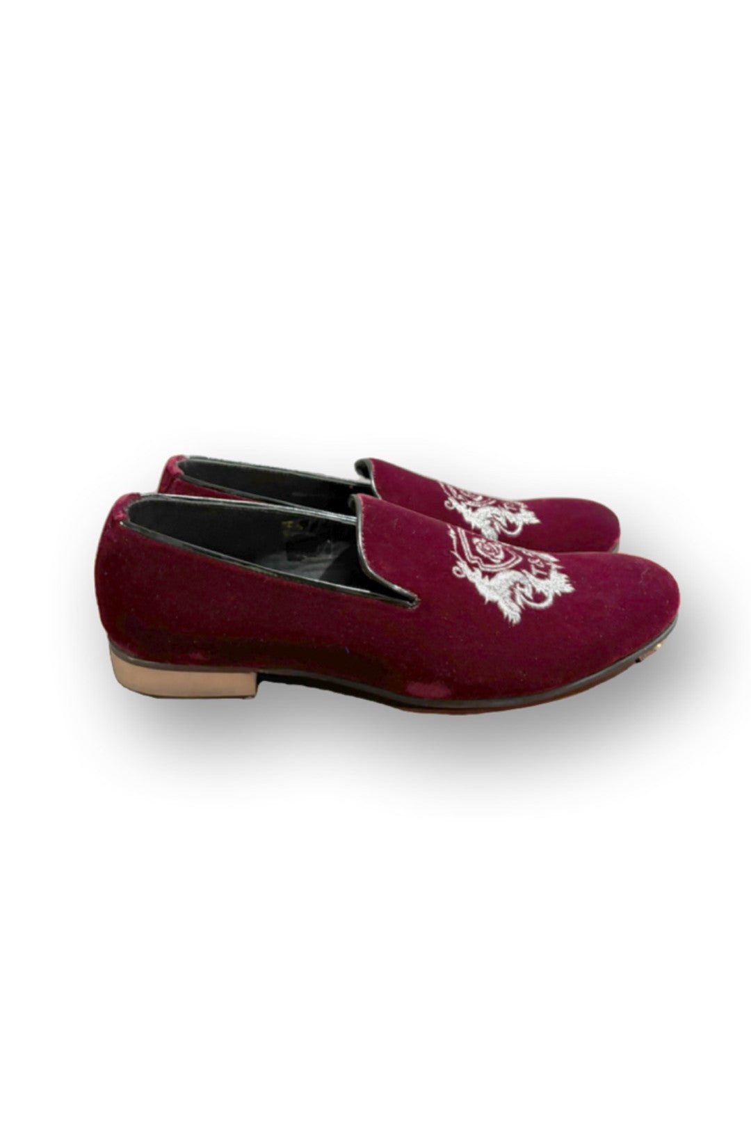 Turk & Filmore- Burgandy Embroidered Loafers