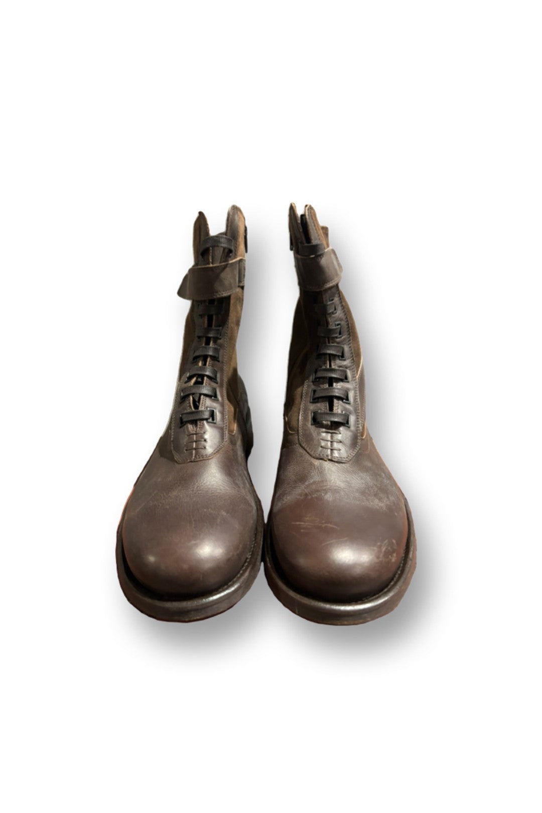 Brown Leather Lace Up Heeled Boots