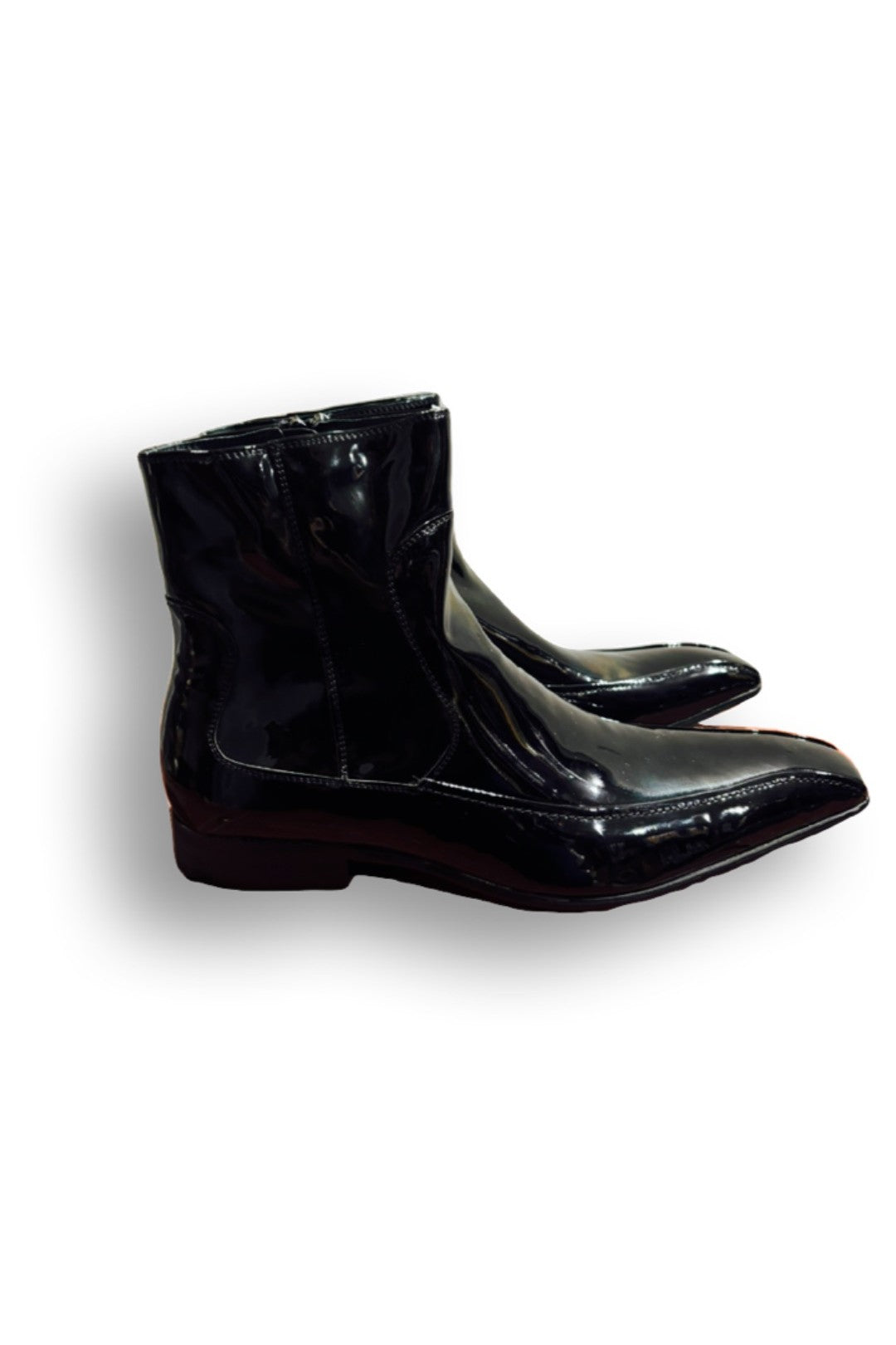 Black Leather Square Toed Boots