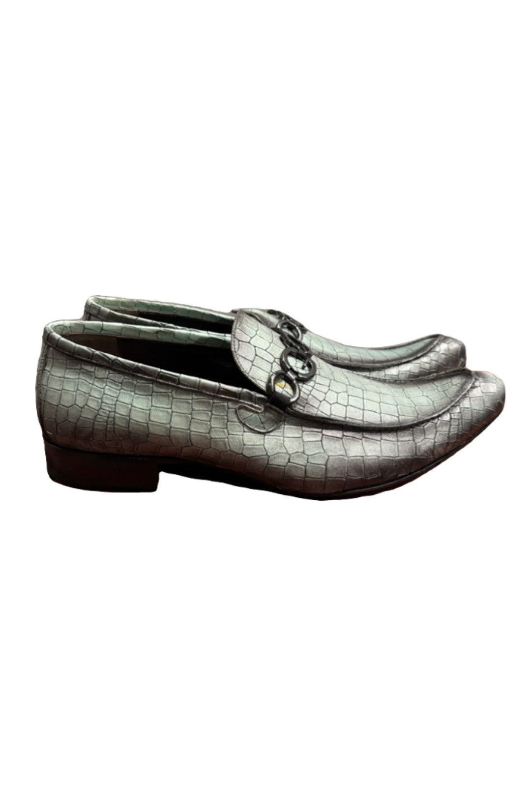 Jo Ghost- Gray Crocodile Skin Pointed Toed Dress Shoes