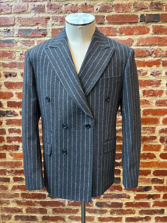 Dark grey striped suit