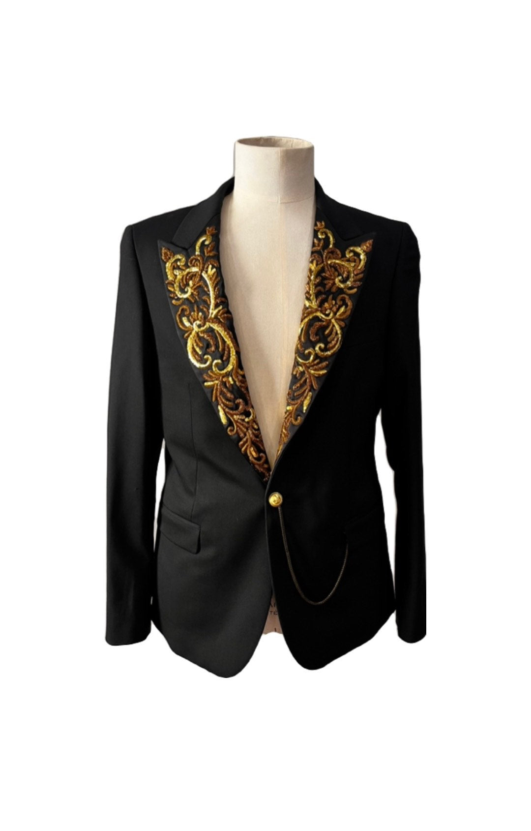 Lords & Fools  Black Jacket with Gold Collar