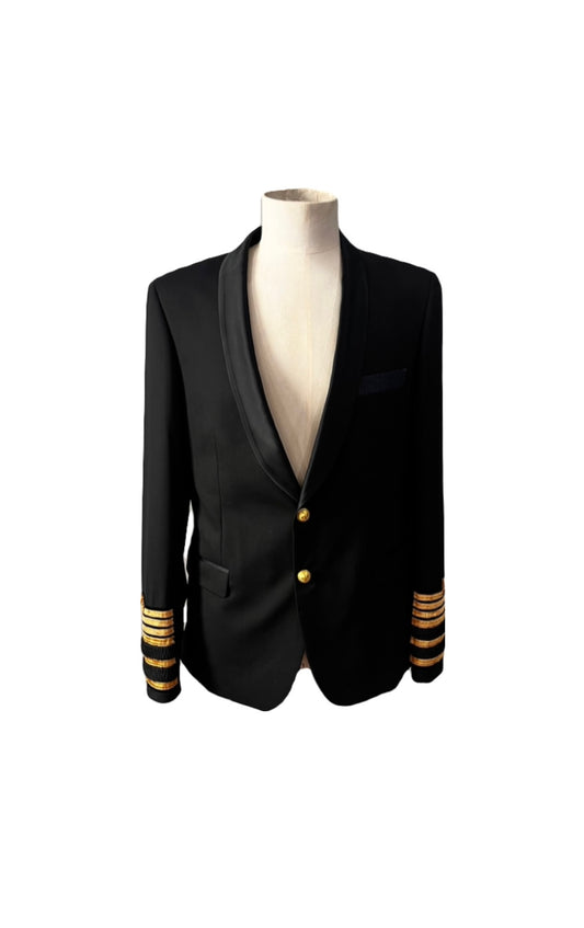 Lords & Fools Black Jacket with Gold Trim Sleeves