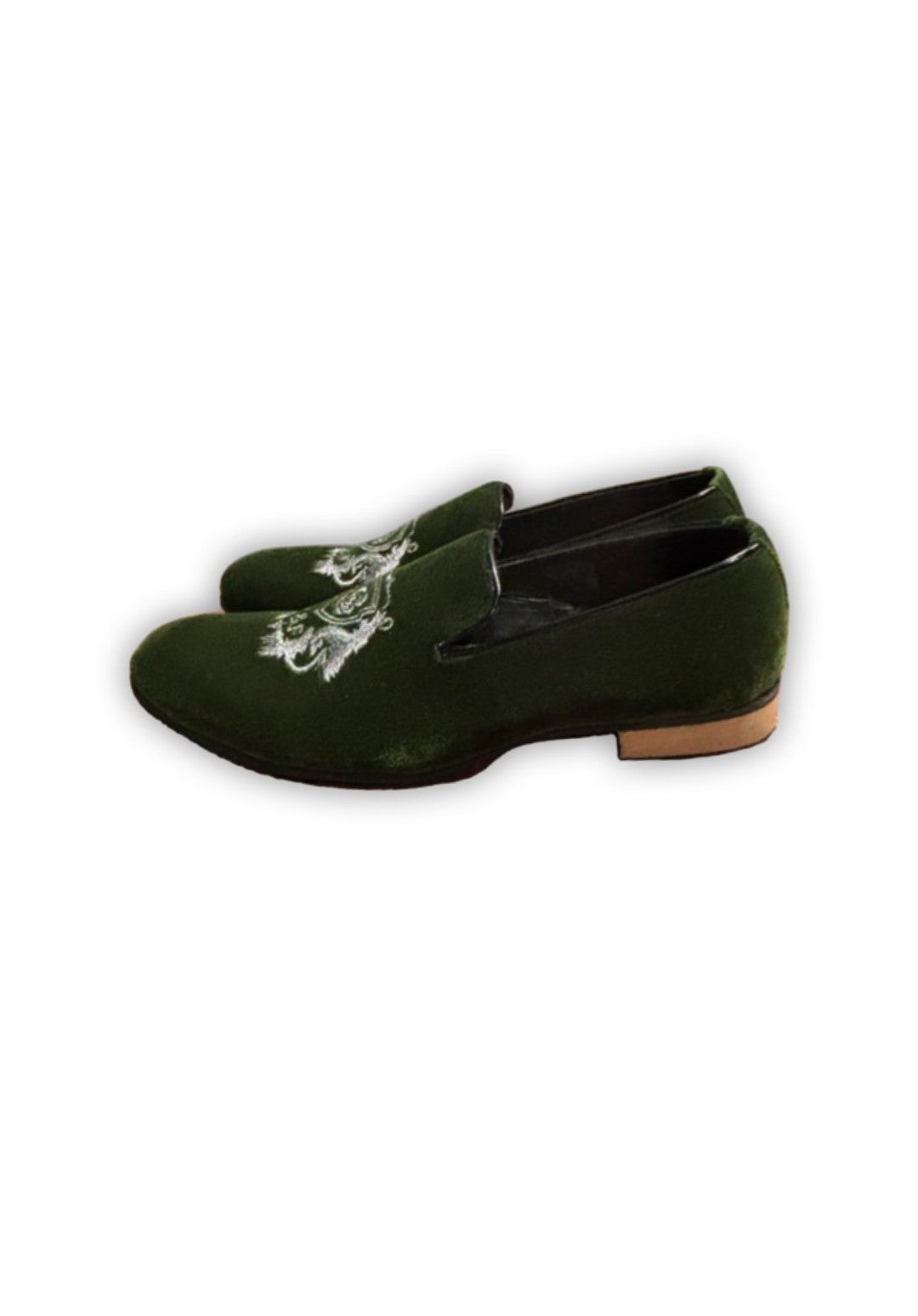 Turk & Filmore Green Embroidered Loafers