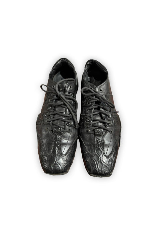 Black Crocodile Skin Sneakers