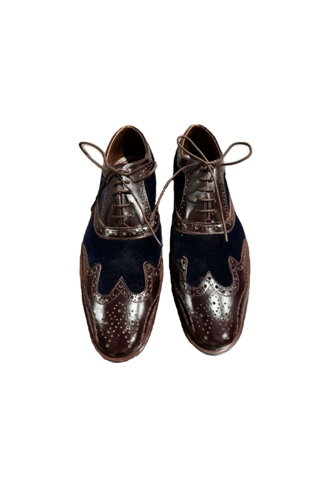 Turk & Filmore- Oxford Wingtip Brown & Blue Leather Dress Shoes