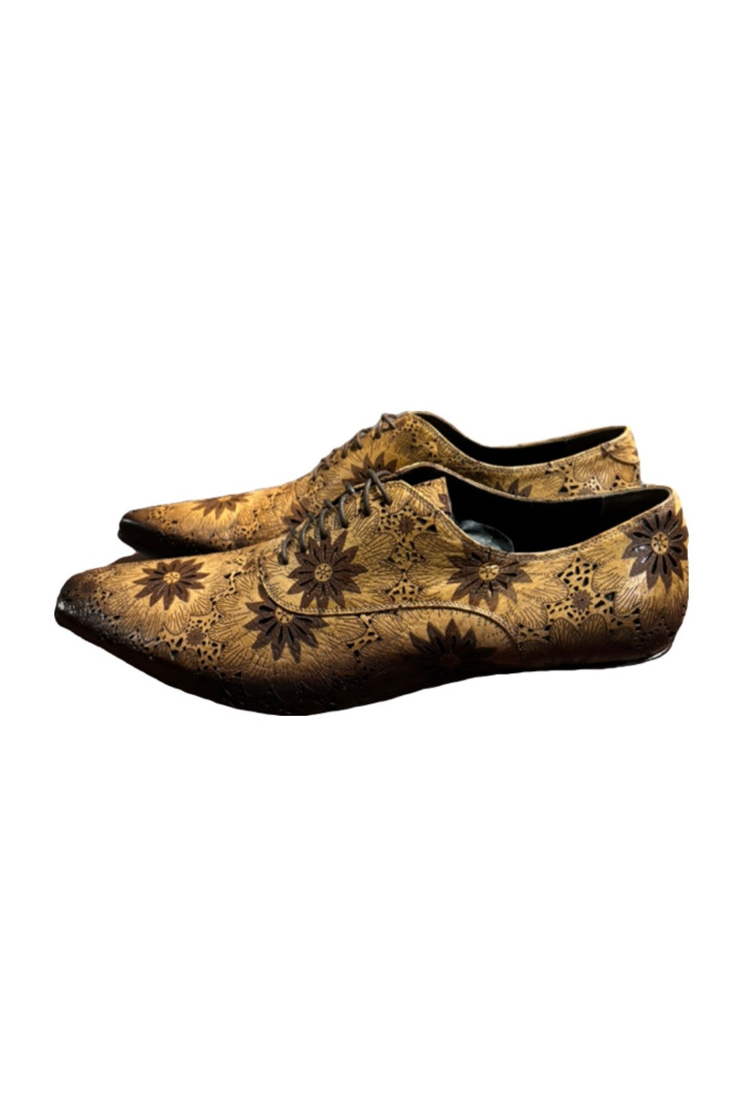 Jo Ghost- Leather Floral Patterned Dress Shoes