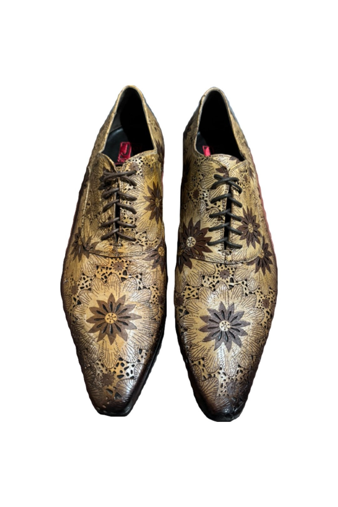 Jo Ghost- Leather Floral Patterned Dress Shoes