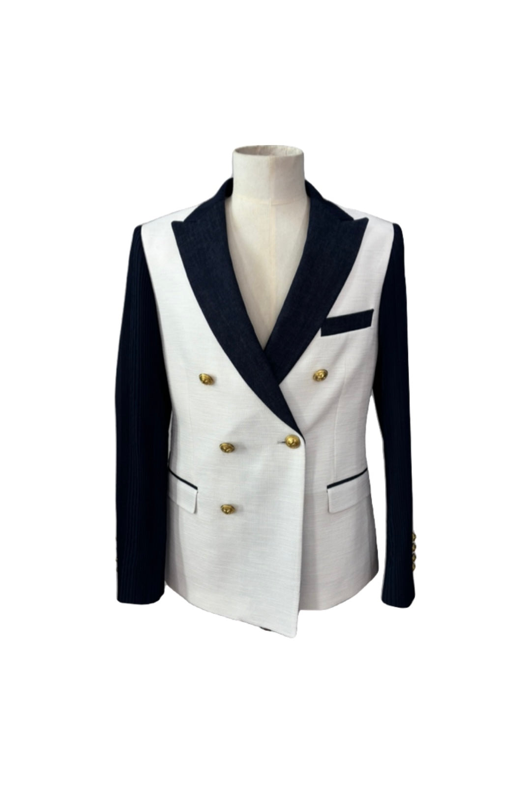 Lords & Fools White Jacket with Navy Sleeves