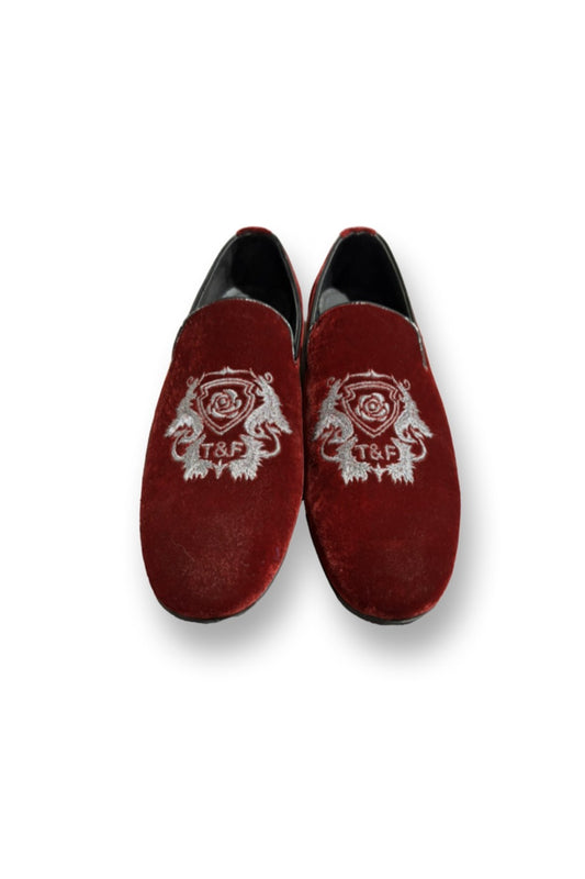 Turk & Filmore- Burgandy Embroidered Loafers