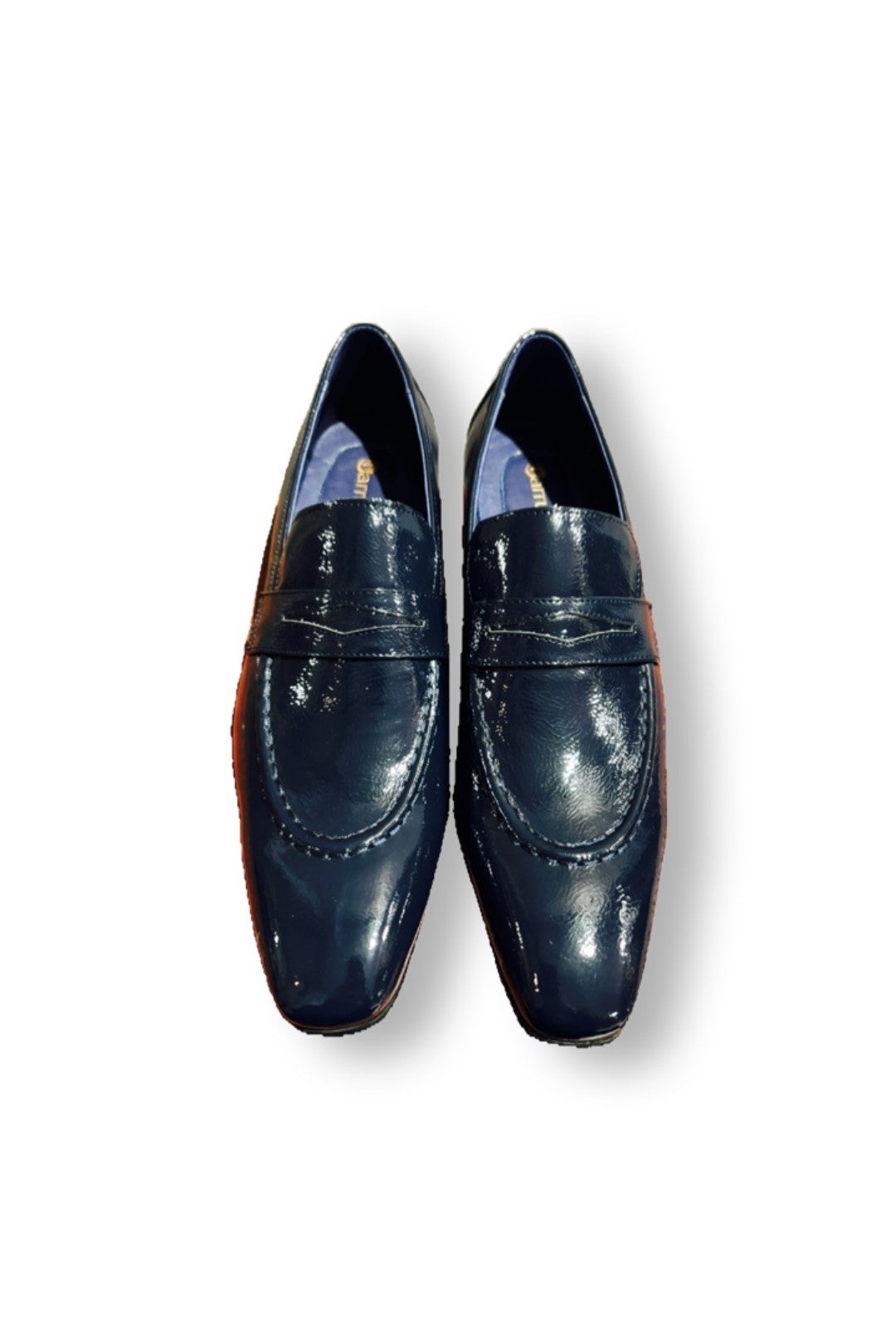 Carrucci- Navy Blue Leather Slip-on Flats
