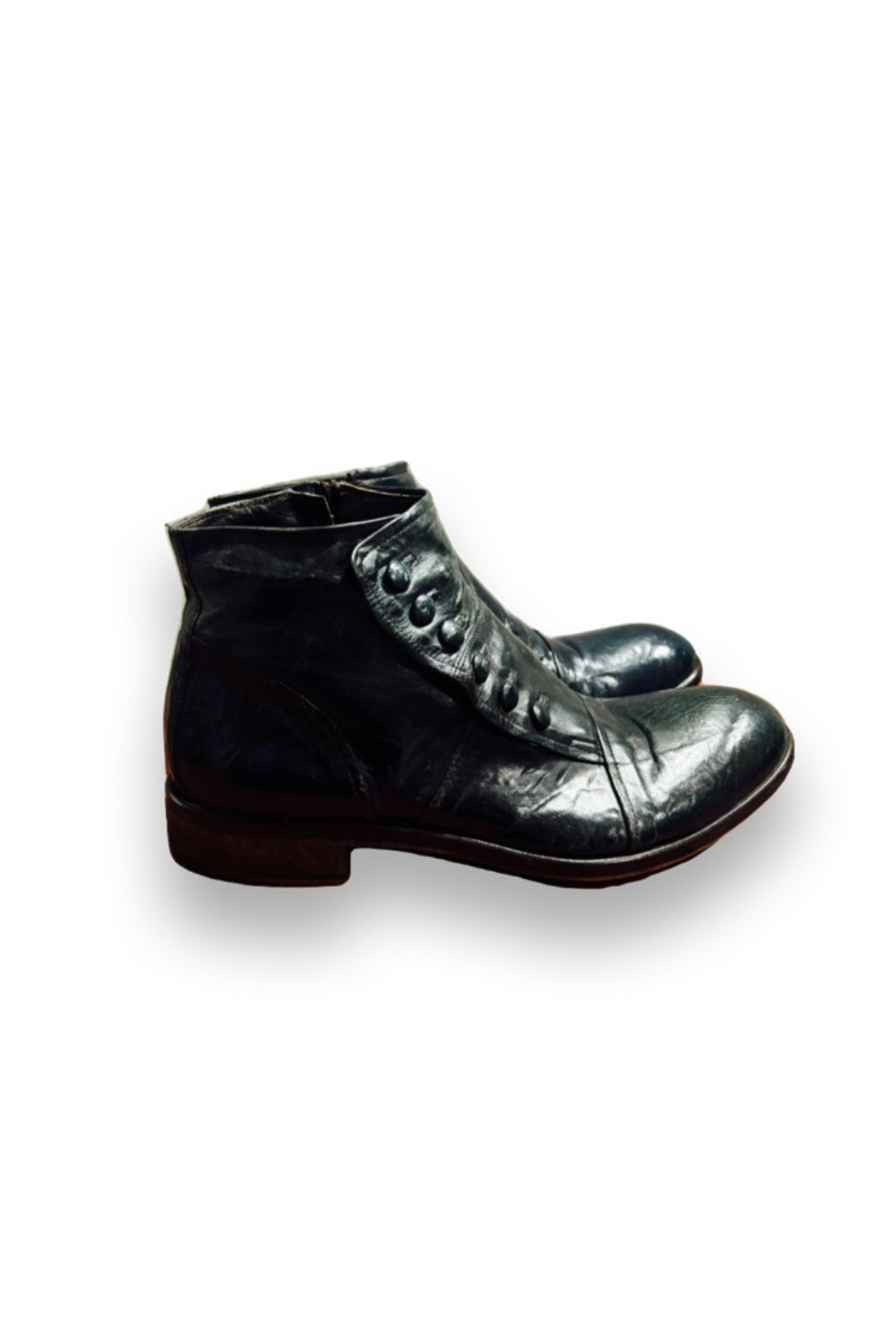 Jo Ghost- Black Leather Buttoned Ankle Boots
