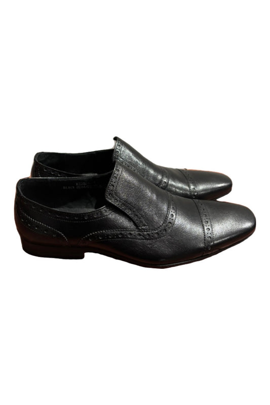 Carrucci- Black Leather Slip on Loafers