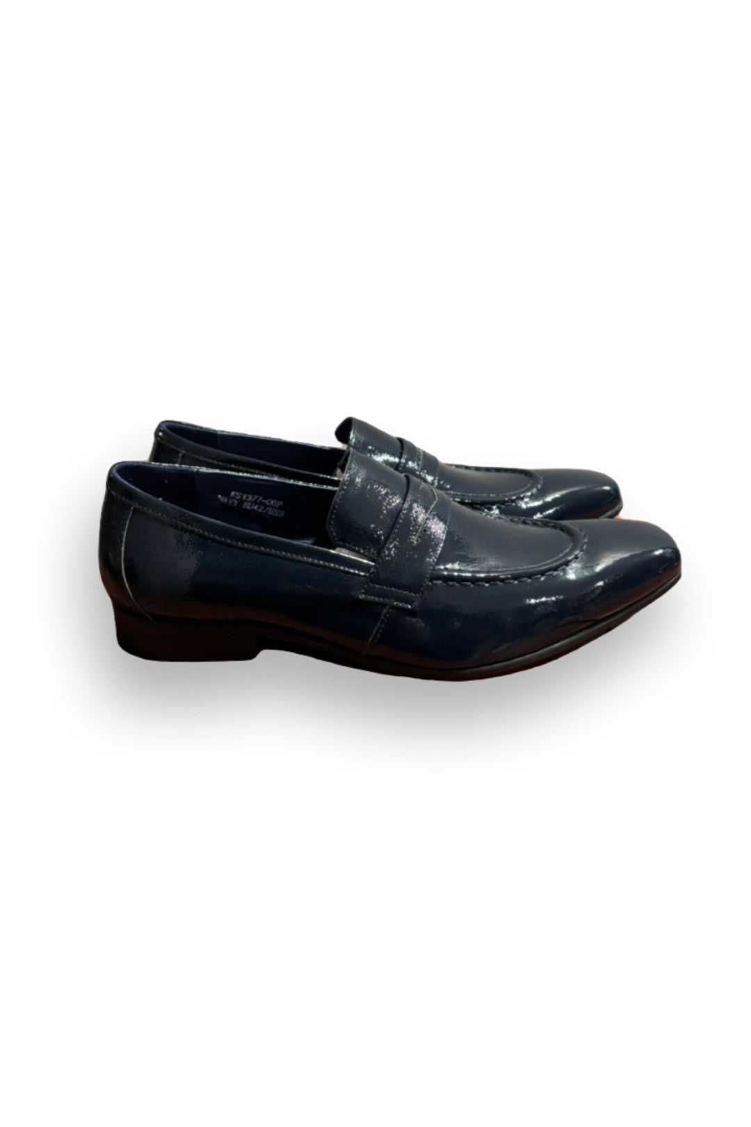 Carrucci- Navy Blue Leather Slip-on Flats