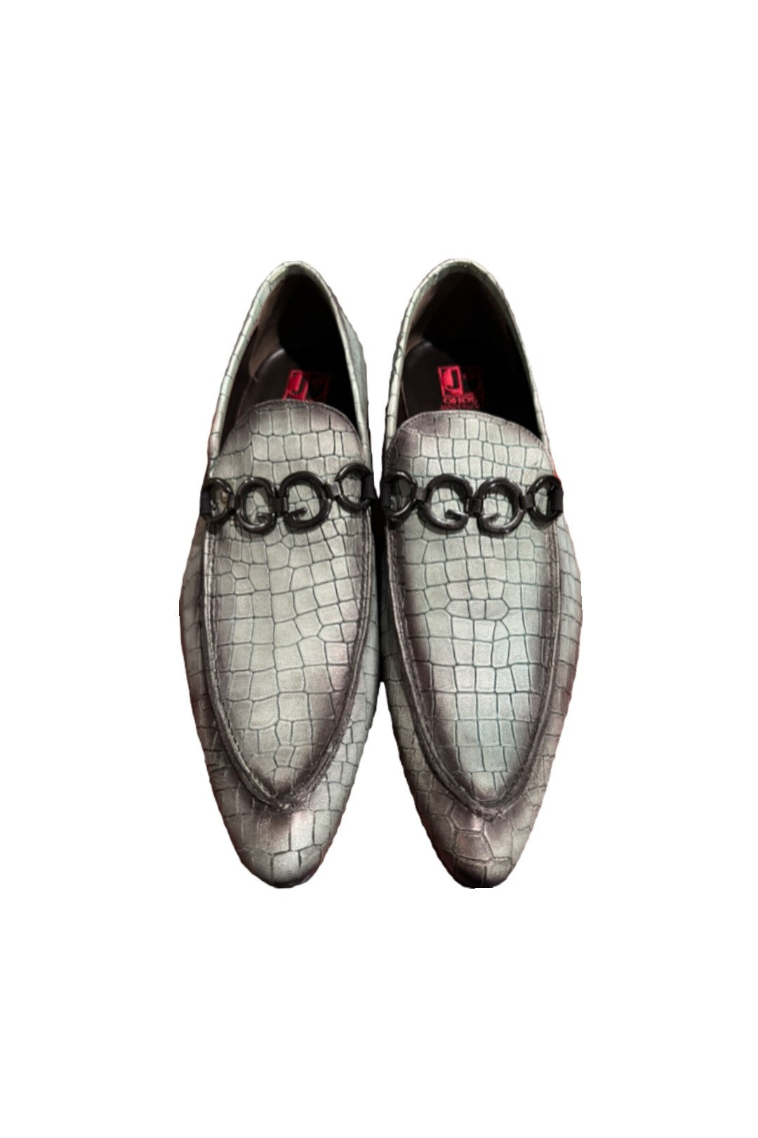 Jo Ghost- Gray Crocodile Skin Pointed Toed Dress Shoes
