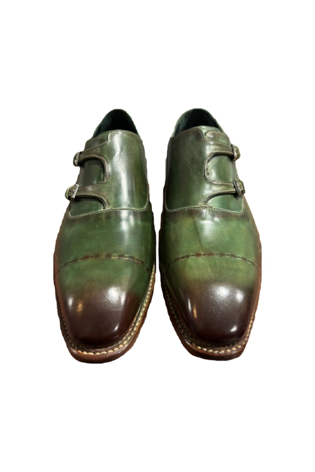 Green & Brown Leather Dress Shoes with Buckles
