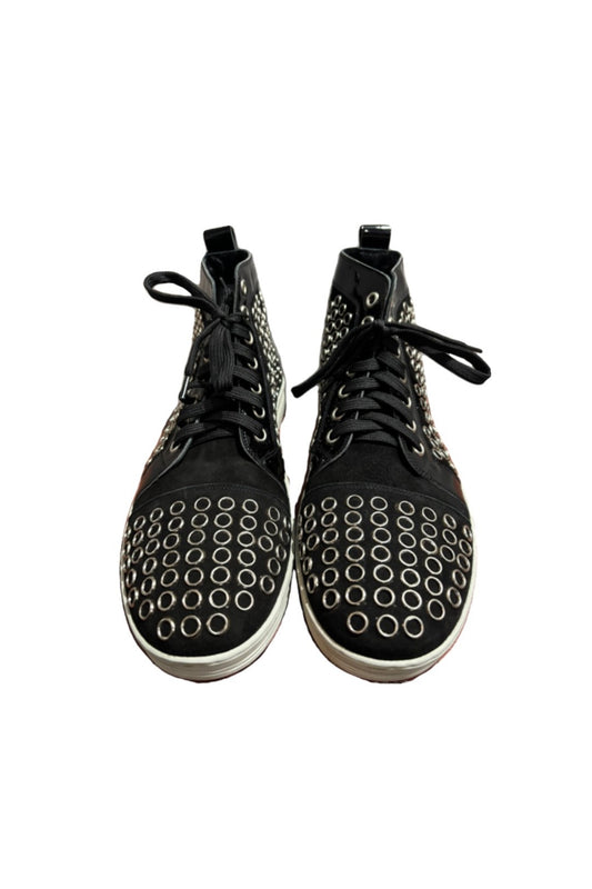 Black Suede Grommet High Top Sneakers