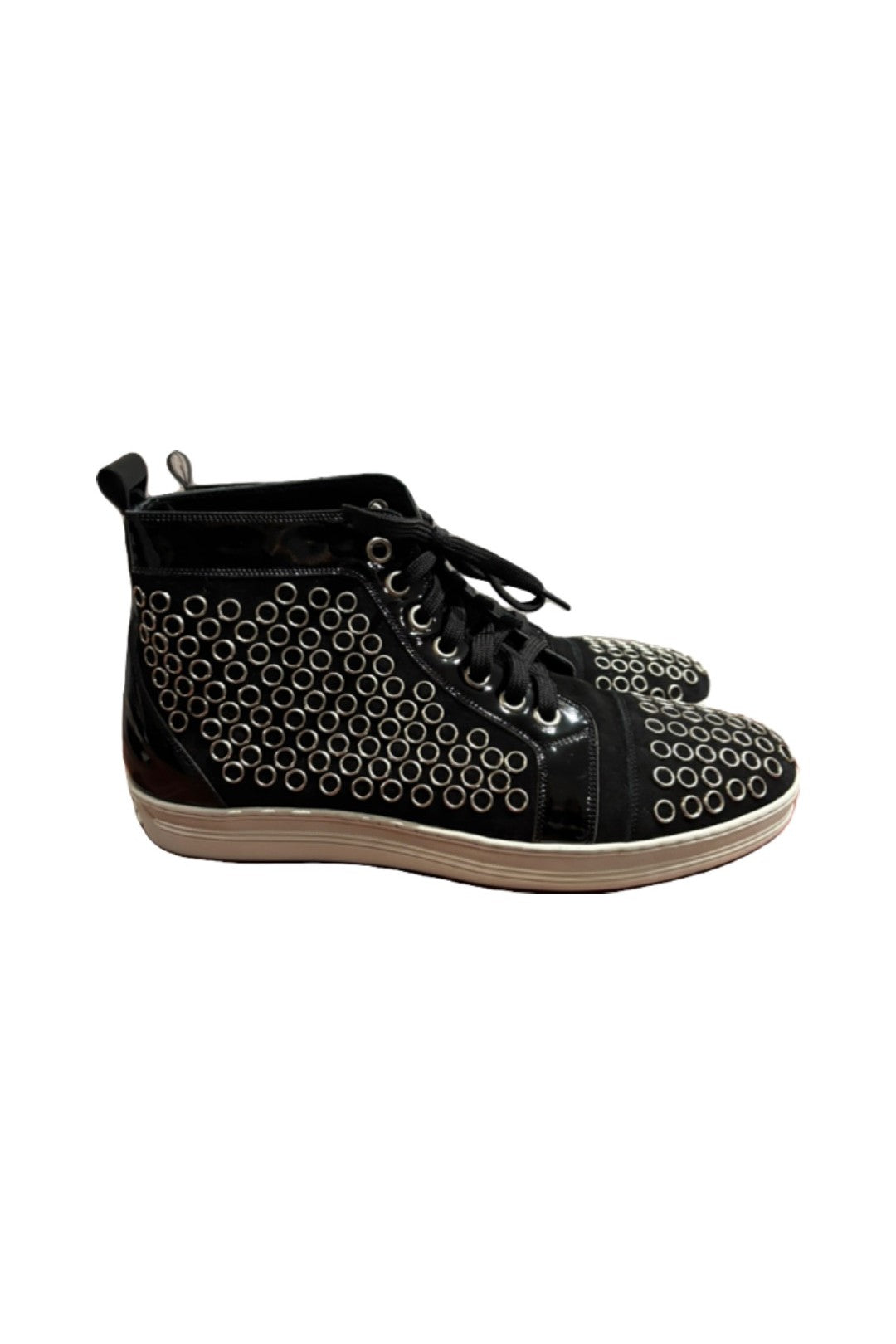 Black Suede Grommet High Top Sneakers
